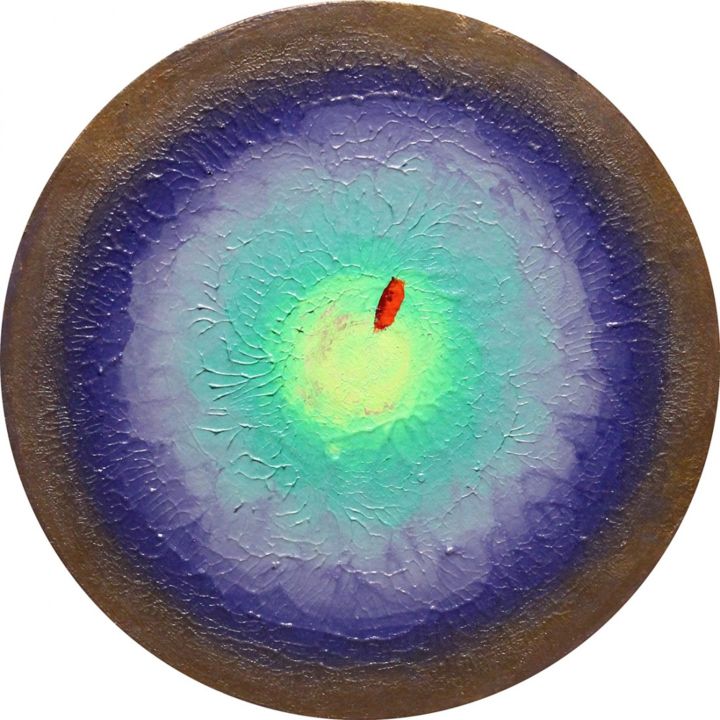 Painting titled "Round Blue Theme Wh…" by Khusro Subzwari, Original Artwork, Acrylic