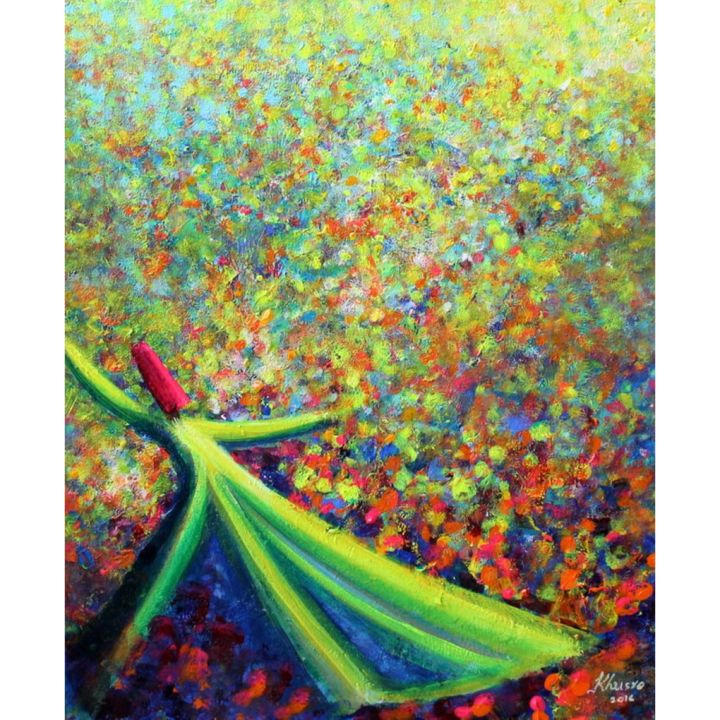 Painting titled "Rainbow Polka Dots…" by Khusro Subzwari, Original Artwork, Acrylic