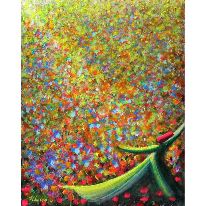 Painting titled "Rainbow Colored Whi…" by Khusro Subzwari, Original Artwork, Acrylic