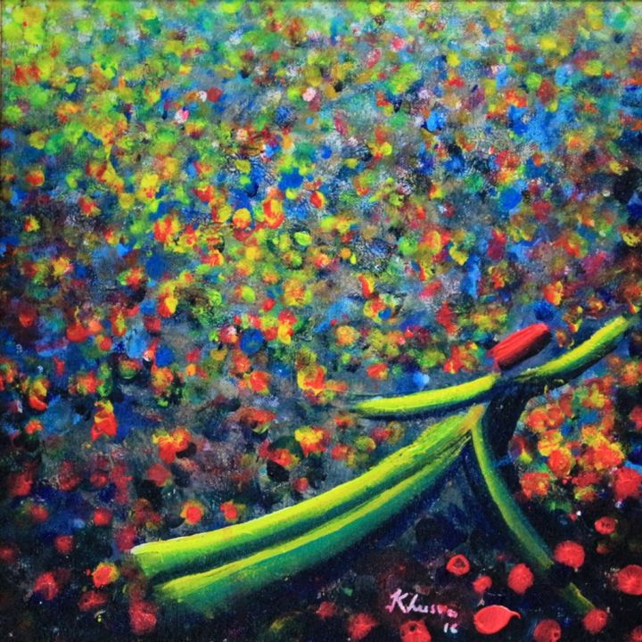 Painting titled "Rainbow Theme Dervi…" by Khusro Subzwari, Original Art, Acrylic