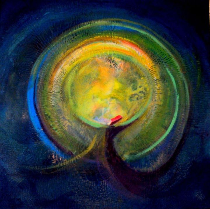 Картина под названием "Blue Round Whirling…" - Khusro Subzwari, Подлинное произведение искусства, Акрил