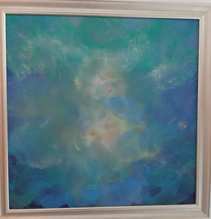 Painting titled "Blue Abstract 2 Der…" by Khusro Subzwari, Original Artwork, Acrylic