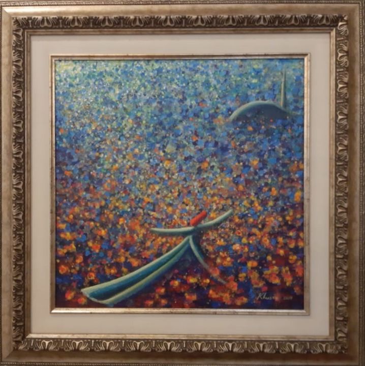Pittura intitolato "Blue & Orange Theme…" da Khusro Subzwari, Opera d'arte originale, Acrilico