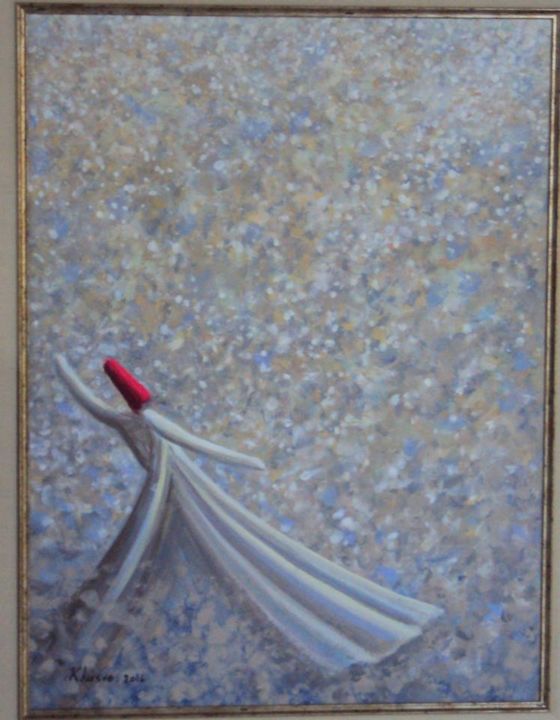 Schilderij getiteld "White Gray Whirling…" door Khusro Subzwari, Origineel Kunstwerk, Acryl
