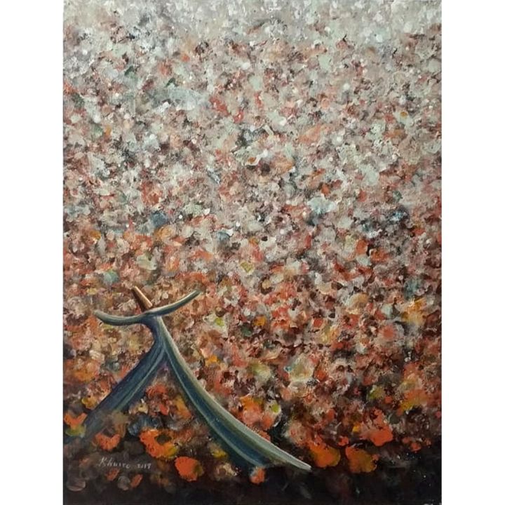 Peinture intitulée "Brown White Whirlin…" par Khusro Subzwari, Œuvre d'art originale, Acrylique