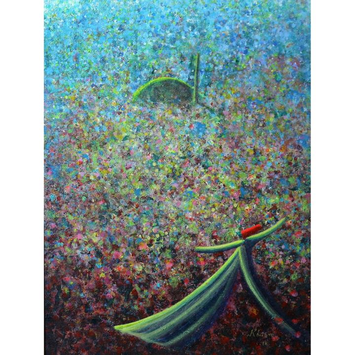 Peinture intitulée "Rainbow Themed Whir…" par Khusro Subzwari, Œuvre d'art originale, Acrylique