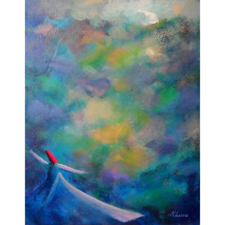 Painting titled "Blue Whirling Dervi…" by Khusro Subzwari, Original Artwork, Acrylic