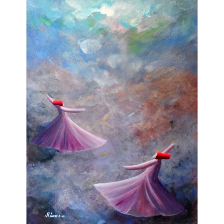 Painting titled "Purple 2 x Dervish…" by Khusro Subzwari, Original Artwork, Acrylic