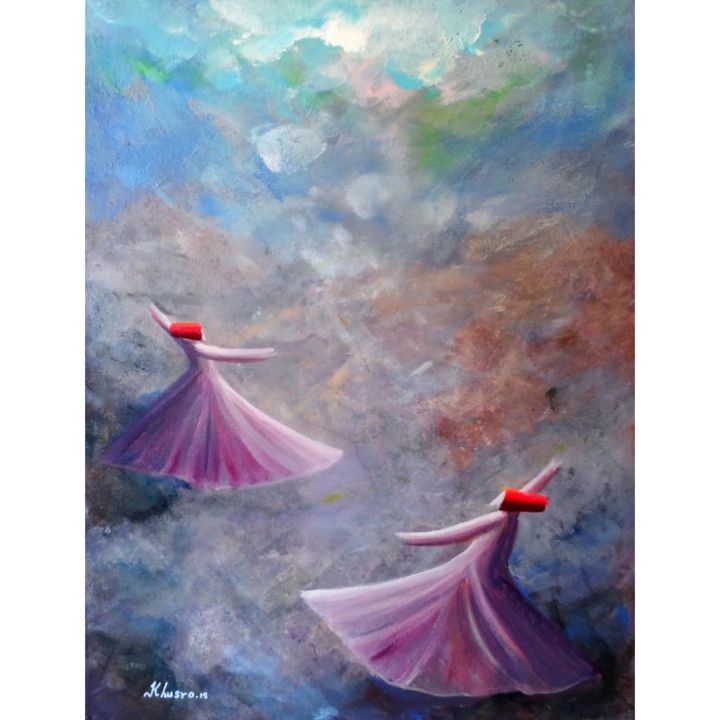 Painting titled "Purple 2 x Dervish…" by Khusro Subzwari, Original Art, Acrylic