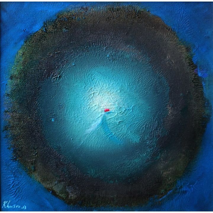Painting titled "Blue & Black Ring W…" by Khusro Subzwari, Original Art, Acrylic