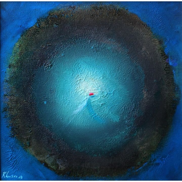 Schilderij getiteld "Blue & Black Ring W…" door Khusro Subzwari, Origineel Kunstwerk, Acryl