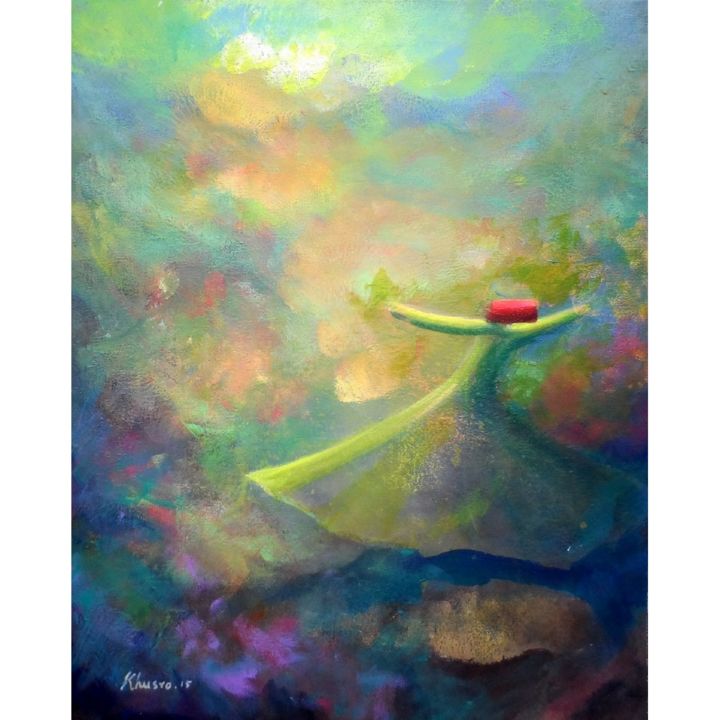 Painting titled "Whirling Dervish &…" by Khusro Subzwari, Original Art, Acrylic