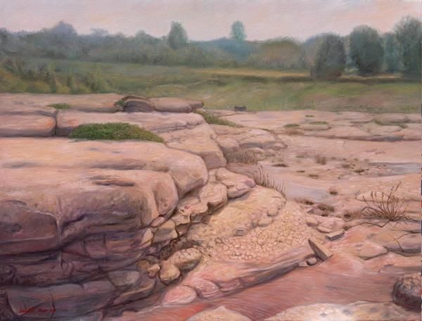 Painting titled "Rocky Water 1" by Kiattisak, Original Artwork