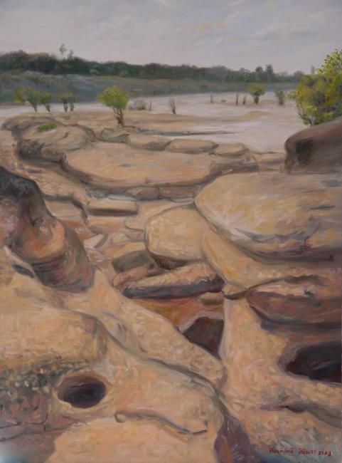 Painting titled "Rocky Water 2" by Kiattisak, Original Artwork