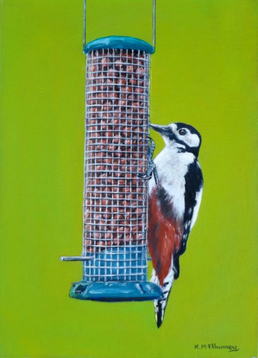 Painting titled "woodpecker.jpg" by Kieran Mcelhinney, Original Artwork, Oil