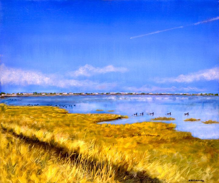 Painting titled "Bull island." by Kieran Mcelhinney, Original Art, Oil