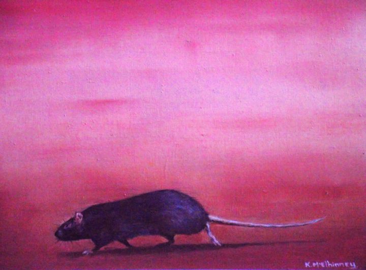 Painting titled "Rat" by Kieran Mcelhinney, Original Art, Oil