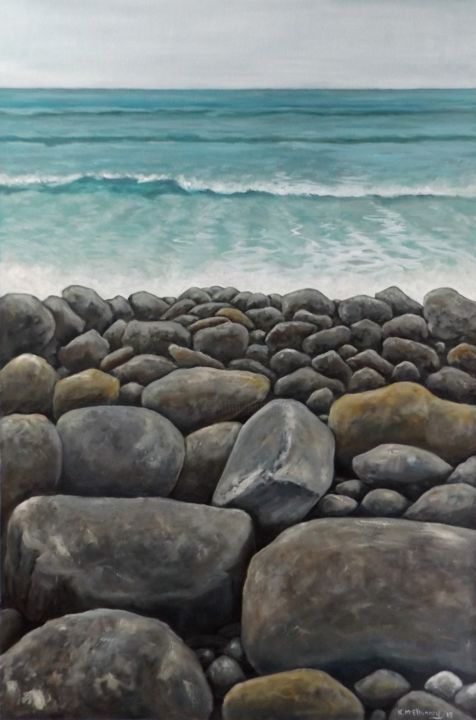 Картина под названием "Sky,Sea and Shore (…" - Kieran Mcelhinney, Подлинное произведение искусства, Масло