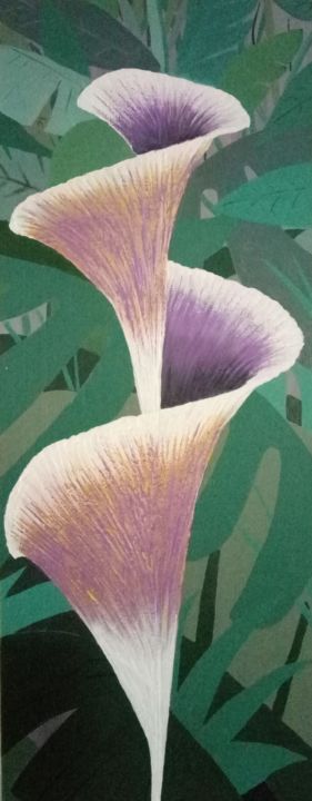 Картина под названием "Flower" - Nikolay Bogdan, Подлинное произведение искусства, Акрил Установлен на Деревянная рама для н…