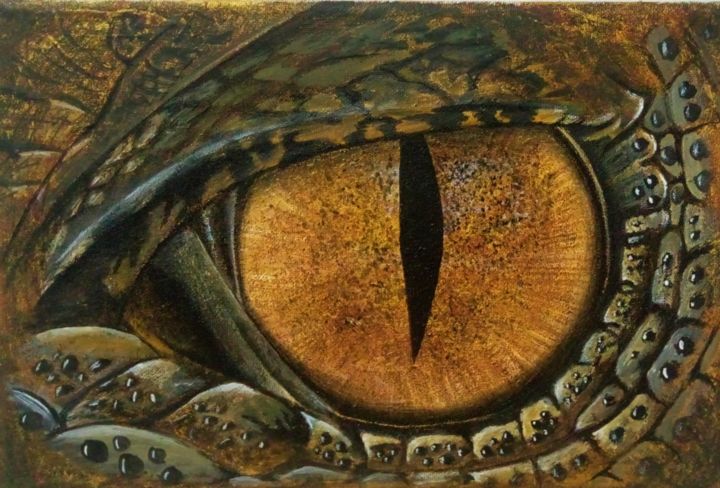 Painting titled "Dragon eye" by Nikolay Bogdan, Original Artwork, Acrylic Mounted on Wood Stretcher frame