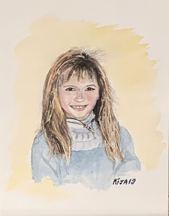 Painting titled "Le beau sourire" by Kija, Original Artwork, Watercolor