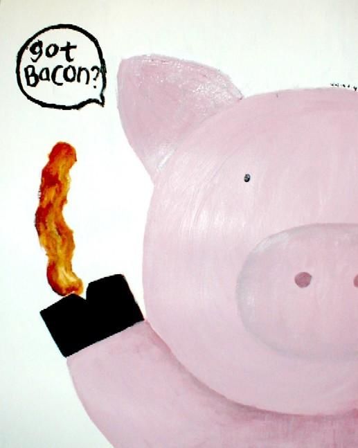 Painting titled "Bacon" by Kiki Poppies, Original Artwork, Oil