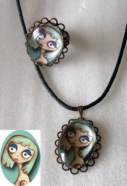 Parure bague et pendentif 18 X 25 - Artcraft ©2012 by Kikilapeste -