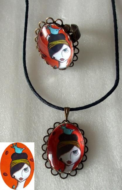 Parure bague et pendentif 18 X 25 - Artcraft ©2012 by Kikilapeste -