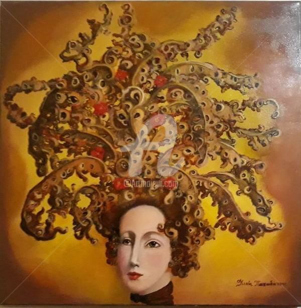 Ζωγραφική με τίτλο "Dangerous Lady" από Kiki Papadatou, Αυθεντικά έργα τέχνης, Λάδι