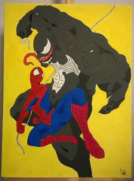 Spiderman Vs Venom, Painting by Lr | Artmajeur