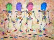 Painting titled "Couples - Stick Peo…" by Kim Dean, Original Artwork, Oil