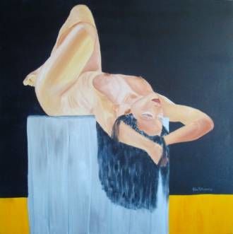 Painting titled "Mulher Pedestal" by Kim Molinero, Original Artwork