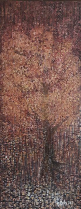 Painting titled "Wispering Tree" by Kim Schuite, Original Artwork, Acrylic