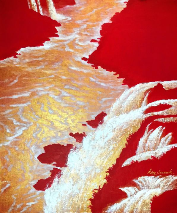Painting titled "Iguacu Falls(1)" by Kim Soonok Gimsunog, Original Artwork, Acrylic