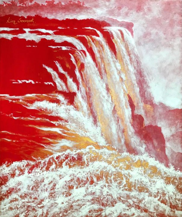 Painting titled "Iguacu Falls(3)" by Kim,Soonok 김순옥, Original Art, Acrylic