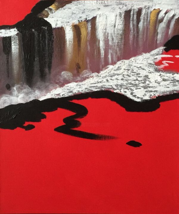 Painting titled "Iguazu Falls" by Kim Soonok Gimsunog, Original Artwork, Oil
