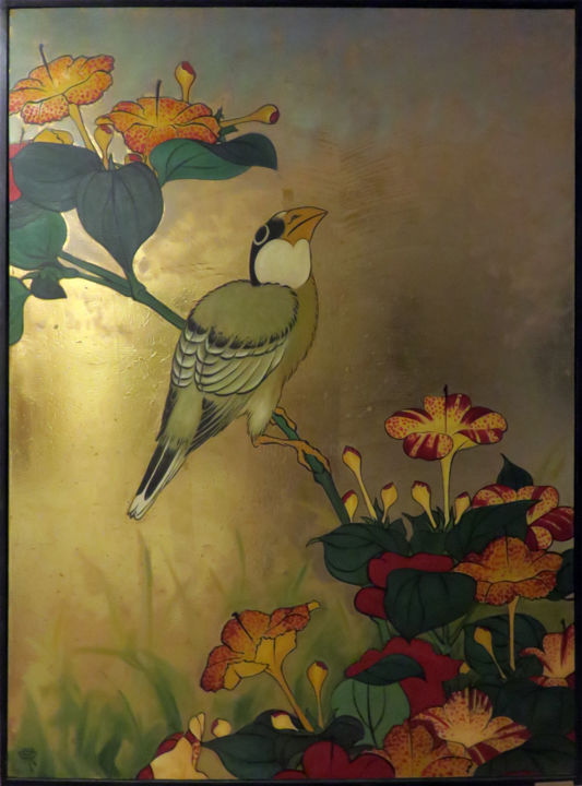 Pittura intitolato "The bird by Lê Văn…" da Cau Vong Art Studio, Opera d'arte originale, Olio