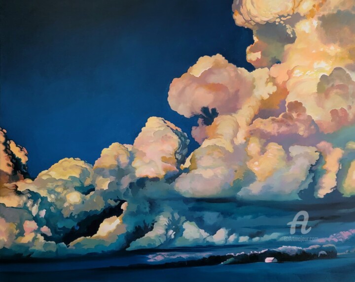 Pintura intitulada "Northern Germany Sky" por Kimberly Burnett, Obras de arte originais, Óleo
