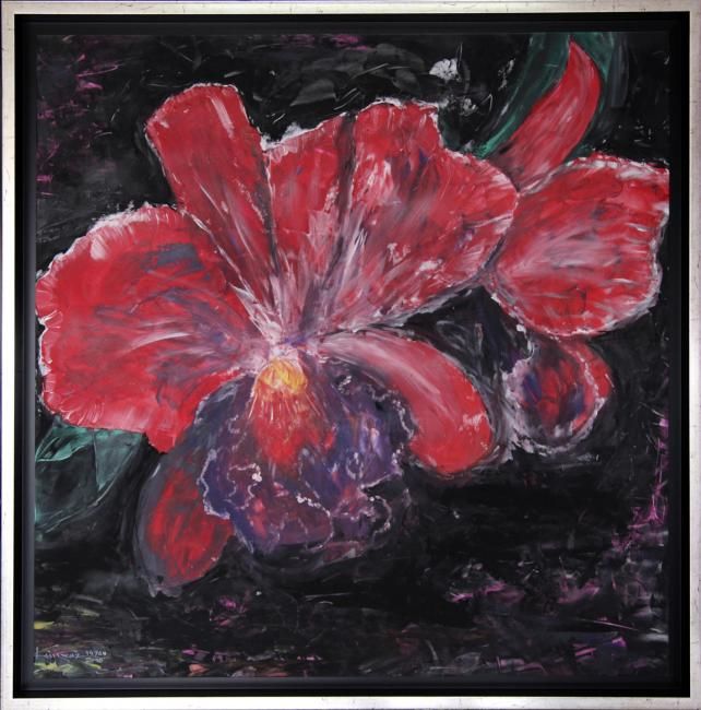 Peinture intitulée "Flor Hibisco" par Kim Cruz, Œuvre d'art originale