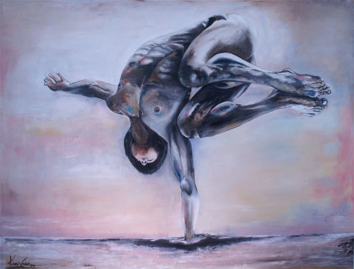Peinture intitulée "Equilíbrio/Força/Ha…" par Kim Cruz, Œuvre d'art originale, Huile