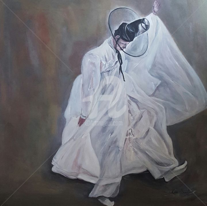 Malerei mit dem Titel "Le danseur" von Kim Dauphin, Original-Kunstwerk, Acryl
