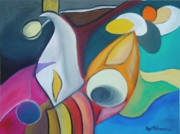 Painting titled "Abstracto IV" by Kim Molinero, Original Artwork, Oil