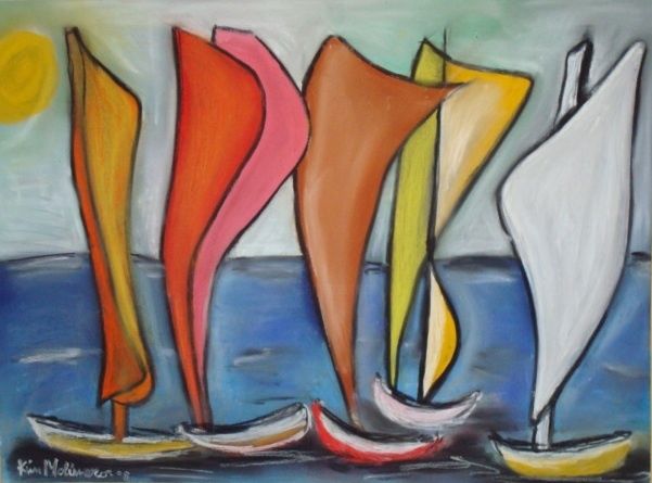 Painting titled "Abstracto VI" by Kim Molinero, Original Artwork, Oil