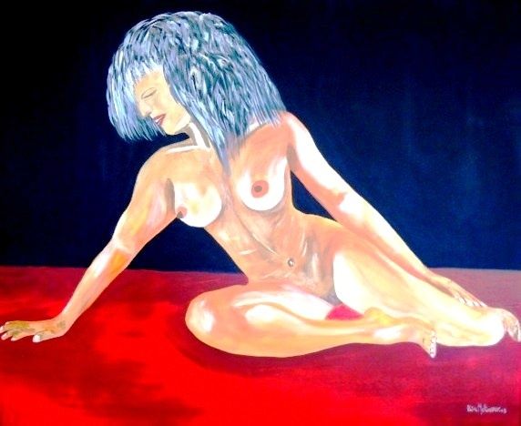 Pintura intitulada "Mulher Insinuante" por Kim Molinero, Obras de arte originais, Óleo