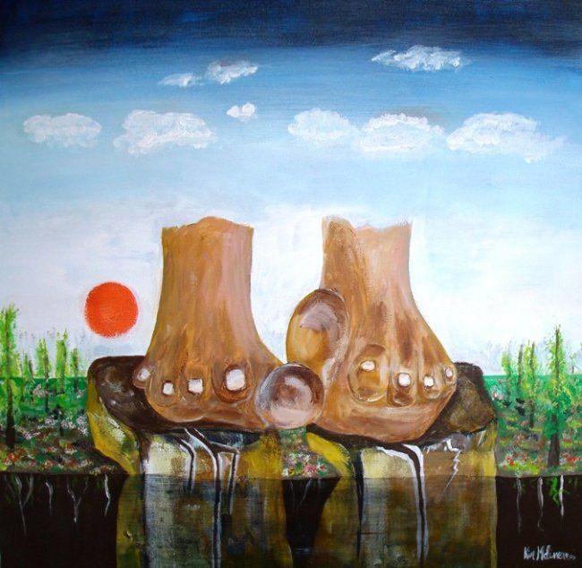 Painting titled "Ecologia_1980_TERRA…" by Kim Molinero, Original Artwork, Oil