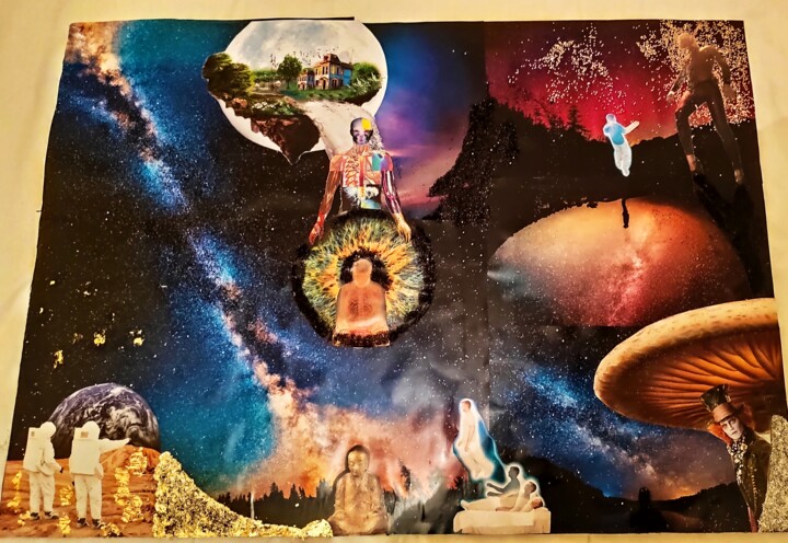 Collages titled "Voyage Astral" by Kimoï, Original Artwork, Collages