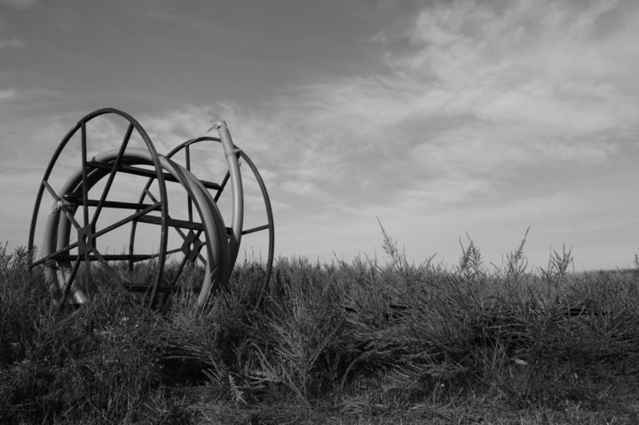 Photography titled "Wheel Against Moors…" by Llewellyn Berry, Original Artwork, Digital Photography