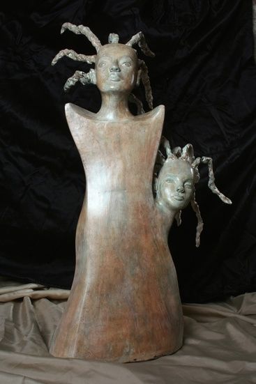 Skulptur mit dem Titel "cheveux aux vents" von Kinekane Colisane, Original-Kunstwerk