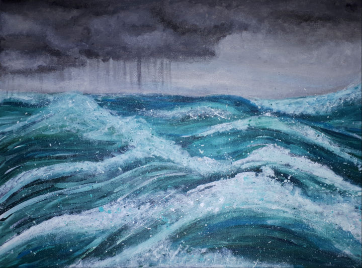 Malerei mit dem Titel "Storm" von Kinga Skowrońska, Original-Kunstwerk, Acryl