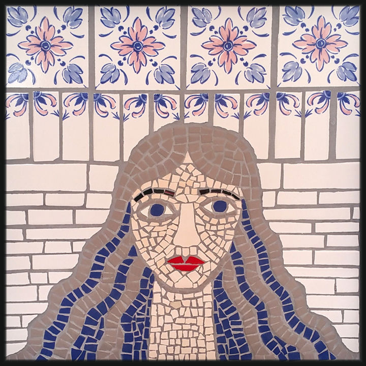 Collagen mit dem Titel "Greek woman" von Anna Drag, Original-Kunstwerk